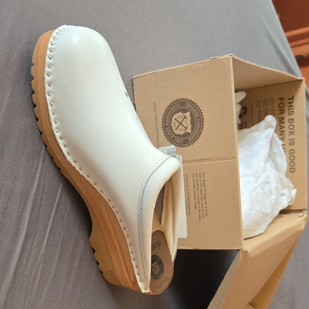 White Leather Mules by Hasbeens